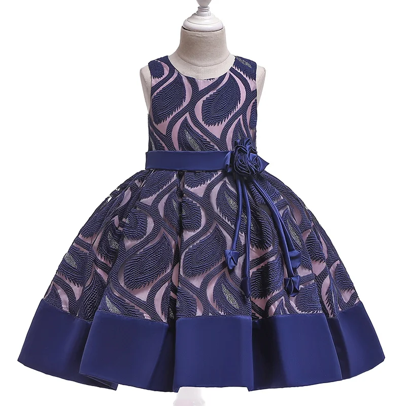 Baby Girls Flower Striped Dress For Girls Floral Wedding Party Dresses Kids Princess Christmas Dress Children Girls Clothing