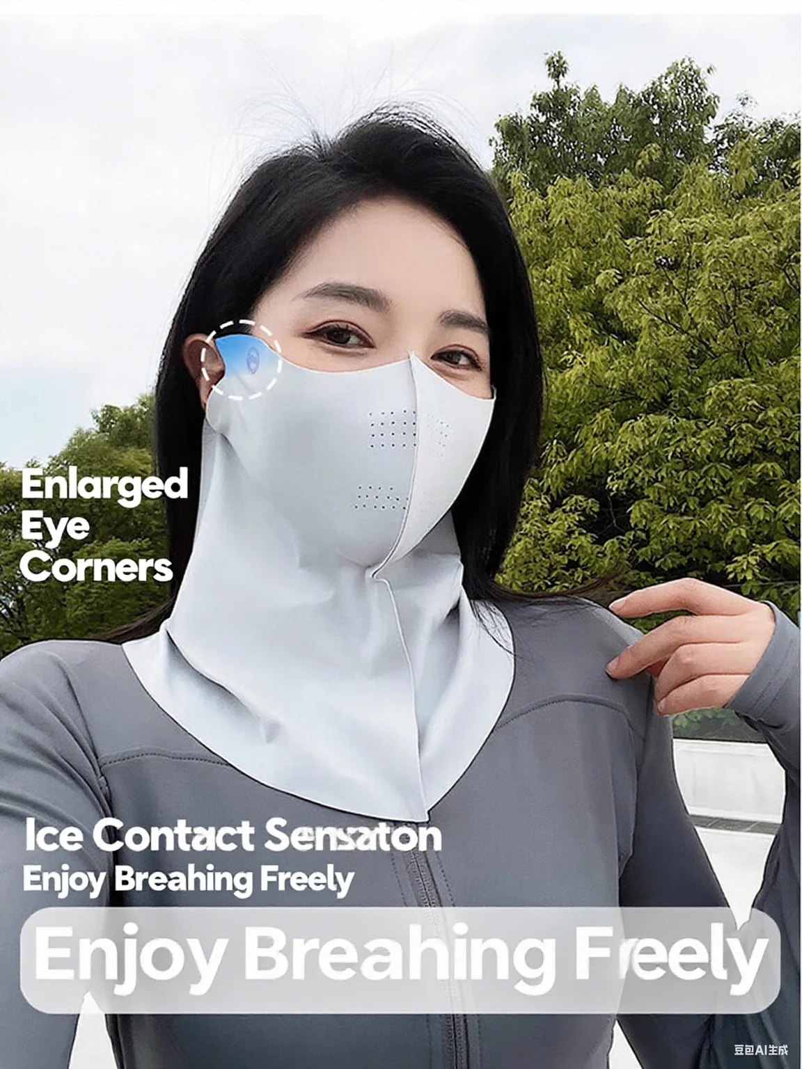 Women Sunscreen Veil Summer Neck Face Mask UV Protection Breathable Ice Silk Sun Protection Masks Veils Outdoor Sport Face Cover
