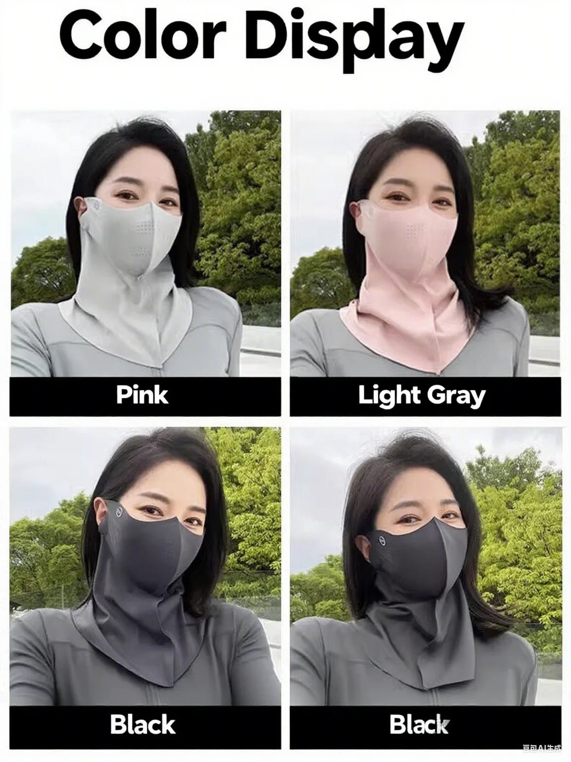 Women Sunscreen Veil Summer Neck Face Mask UV Protection Breathable Ice Silk Sun Protection Masks Veils Outdoor Sport Face Cover