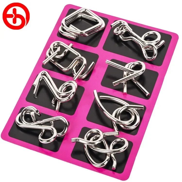 8Pcs/Set Metal Montessori Puzzle Wire Mind Brain Teaser Puzzles Children Adults Interactive Game Reliever Educational Toy