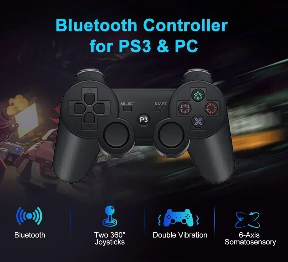 Bluetooth PS3 wireless gamepad gamepad vibration neutral wireless environmental protection ABS material snowflake button Perfect