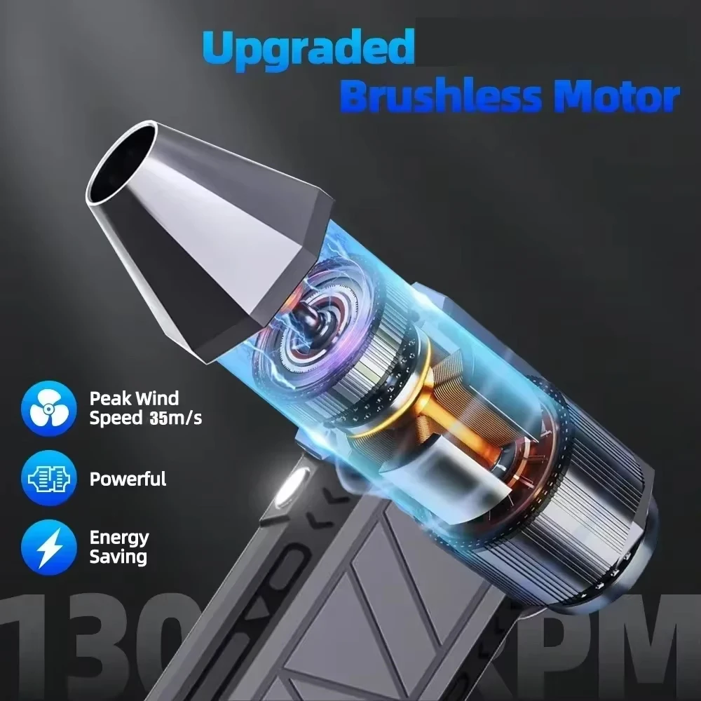 New 130000RPM Turbo Jet Fan Electric Air Duster Adjustable Wind Speed Turbo Violent Blower Rechargeable with Light Car Cleaning