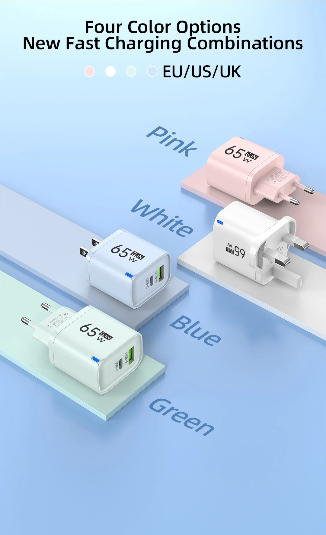 65W High Speed Charge Phone Charger For iPhone 14 13 Xiaomi Huawei Samsung Oneplus Fast Charging Mobile Phone Wall Power Adapter