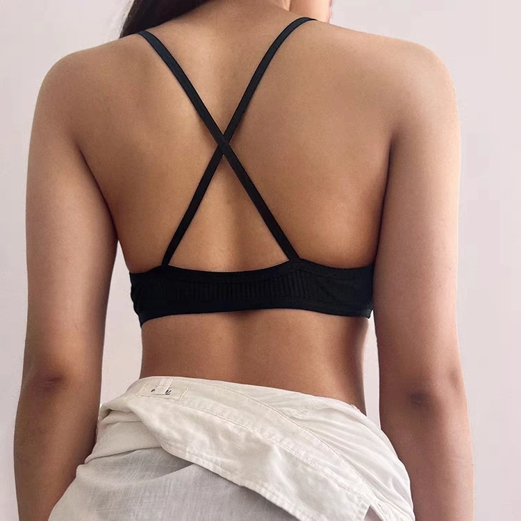 Seamless Deep-V Bra Women Sexy Triangle Thin Bralette Back Tops Plunge Underwear Tube Vest Top Female Breathable Lingerie