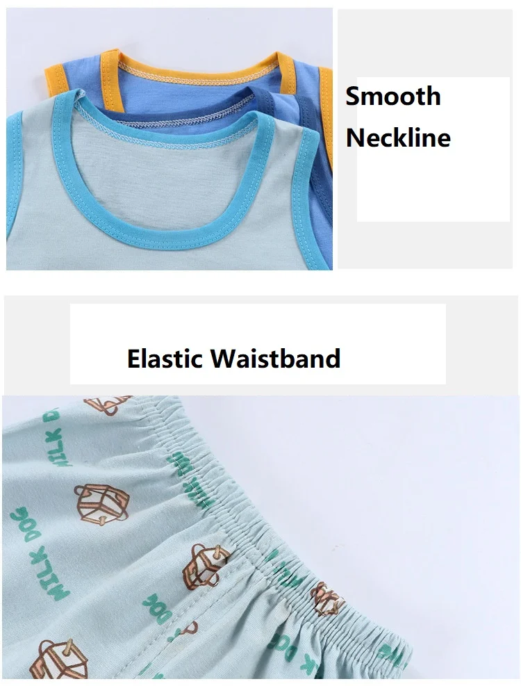 2PCS Children Sets Kids Clothes Vest Suit Summer Children Clothing Baby Cotton T-Shirts Shorts Tank Top Boys Girls Sleeveless