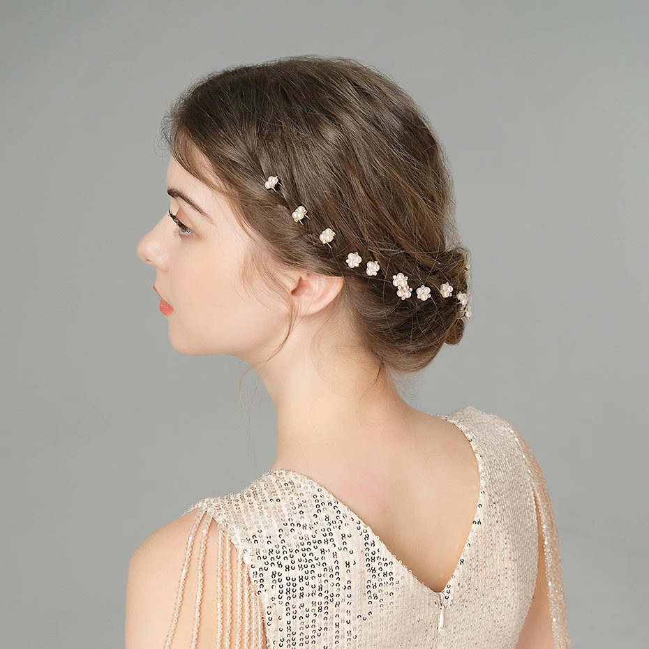 6 Pcs/Lot Austrian Crystal Rhinestones Bridal Hairpins Pearl Wedding Headpieces Hair Jewelry Accessories for Women Holiday Gift