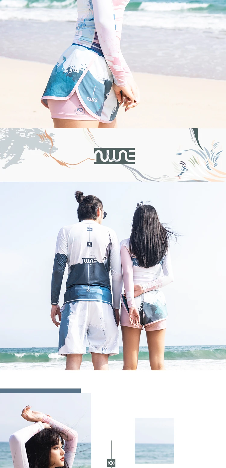 Nu-June Sexy Swimsuit Rash Guard Women Long Sleeve Swimwear Rashguard Surfing Two Piece Swimsuit Tankini Set Surf Swimming