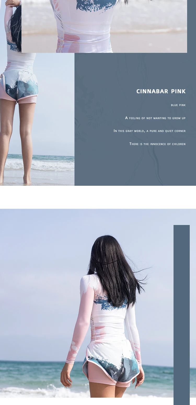 Nu-June Sexy Swimsuit Rash Guard Women Long Sleeve Swimwear Rashguard Surfing Two Piece Swimsuit Tankini Set Surf Swimming