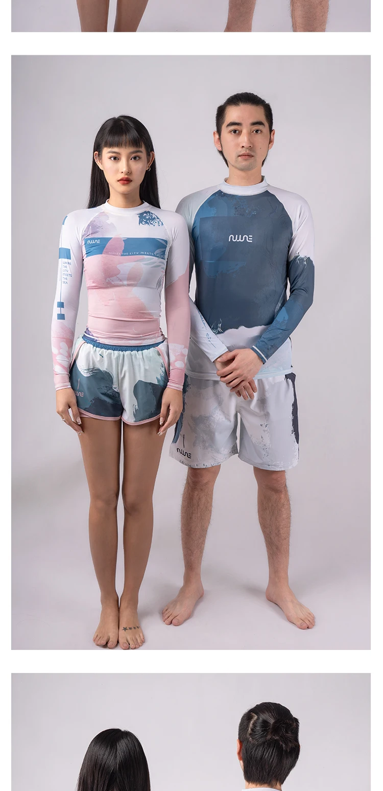 Nu-June Sexy Swimsuit Rash Guard Women Long Sleeve Swimwear Rashguard Surfing Two Piece Swimsuit Tankini Set Surf Swimming