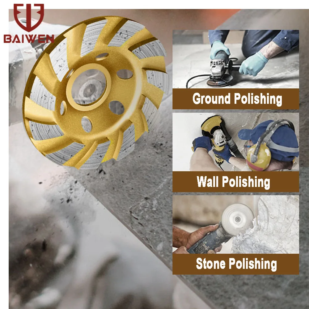 100/125/150/180mm Diamond Grinding Disc Abrasive Grinder Wheel Tools Bowl Shape for Concrete Tile Granite Polishing Tools