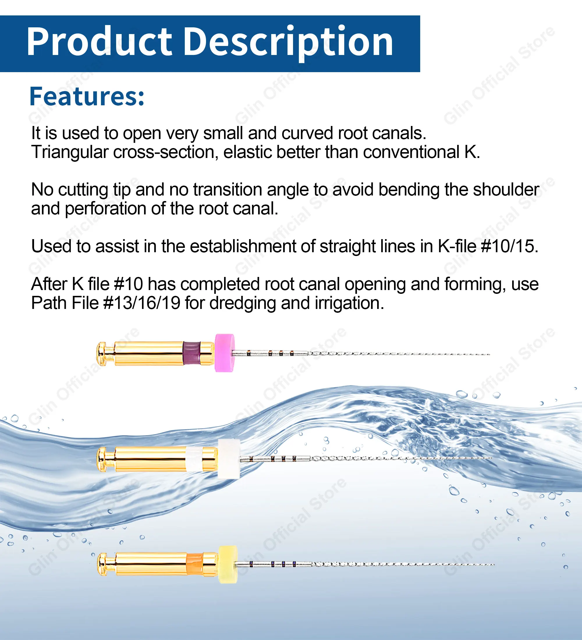 Glin Teeth Whitening Dental Instrument Endo Rotary Endodontic Files Dental Endo Motor Files Path Glide Files Dentistry