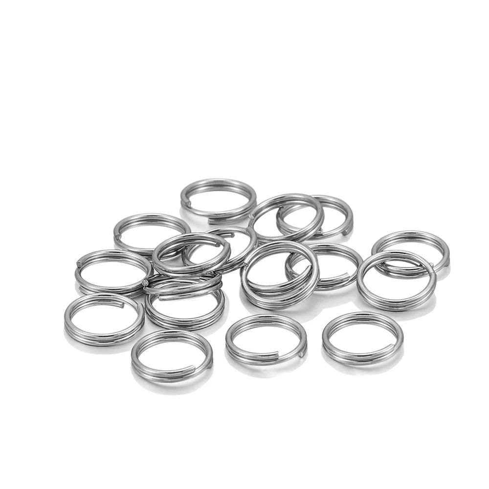 50-100pcs/lot 6 8 10 12mm Stainless Steel Open Jump Split Rings Double Loops Connectors For DIY Jewelry Making keyring Supplies