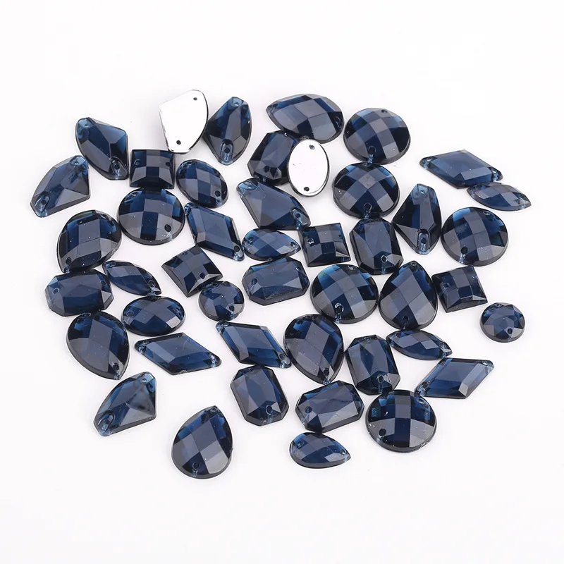 100pcs Mixed Shapes Rhinestones Glitter Crystal Acrylic Sew On Flatback Rhinestones Stone For DIY Clothes Sewing Beads