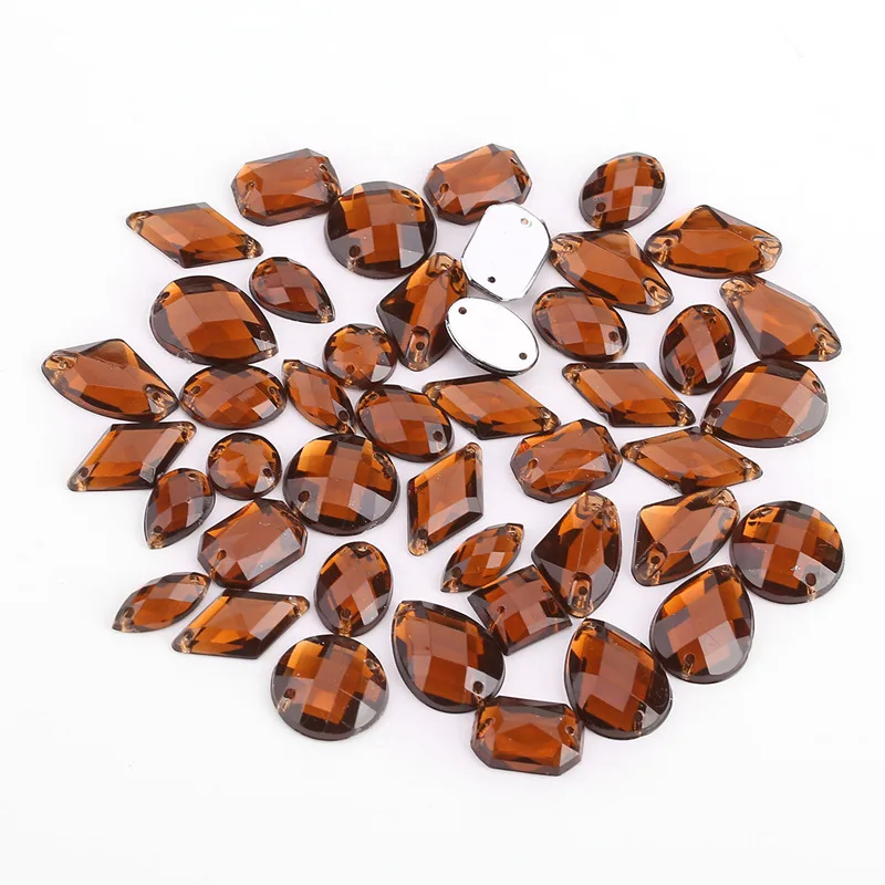 100pcs Mixed Shapes Rhinestones Glitter Crystal Acrylic Sew On Flatback Rhinestones Stone For DIY Clothes Sewing Beads