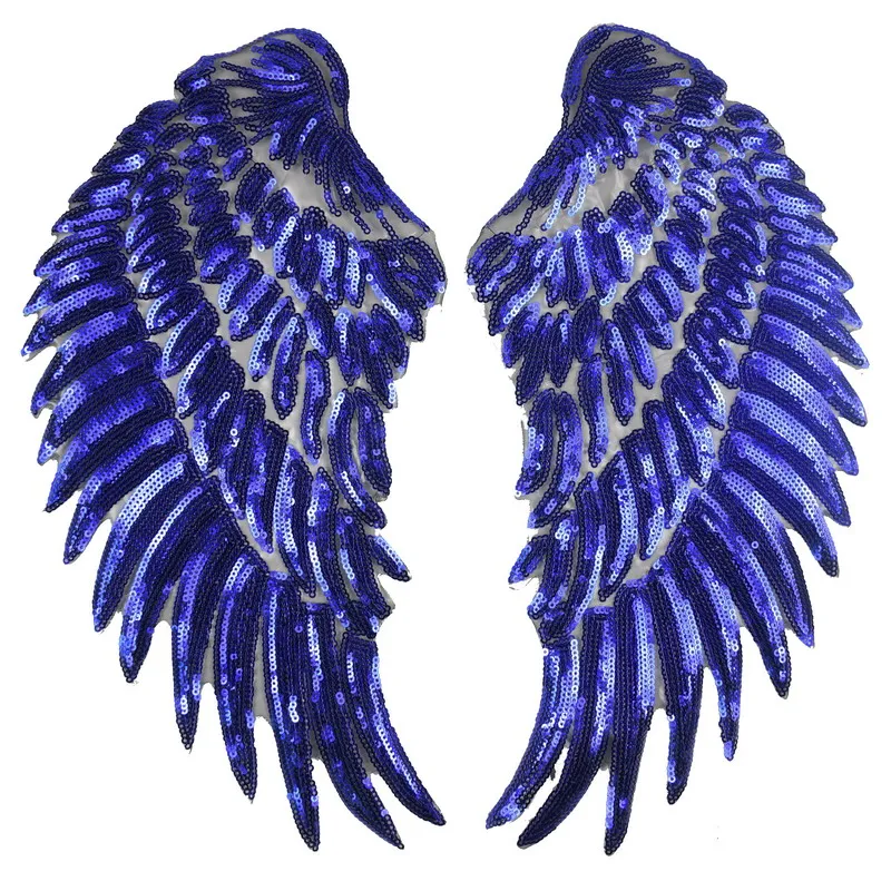 1 Pair Fashion Large Sequins Wing Embroidery Patch Fabric For Clothing Applique Coat DIY Accessories Iron On Repair