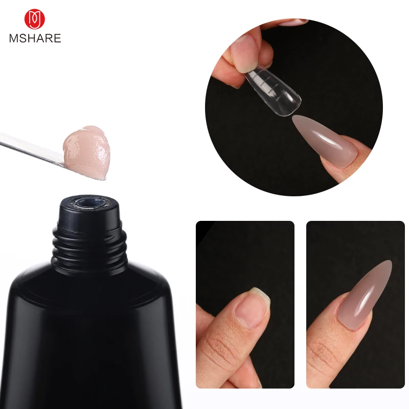 MSHARE Poly Nail Extension Gel TPO Hema Free Milky White Nails 60g Nail Extension Camouflage Quick Building Finger 60ml