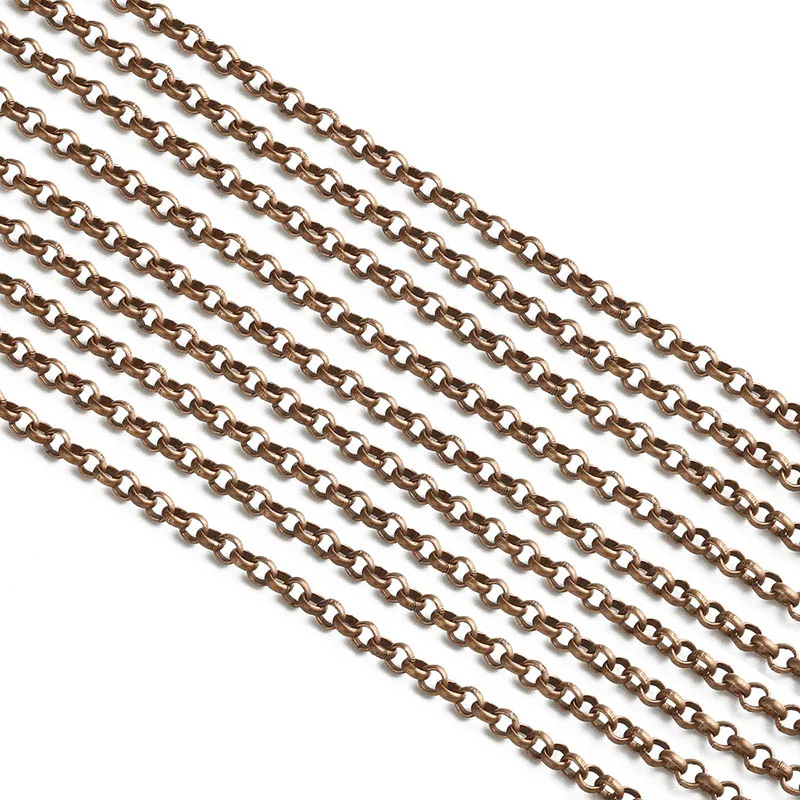 2m/lot Metal Necklace Chain 3.2/4.8/5.8mm Jewelry Bulk Chain Rhodium/KC Gold/Gunblack/Antique Bronze For Jewelry Making Findings