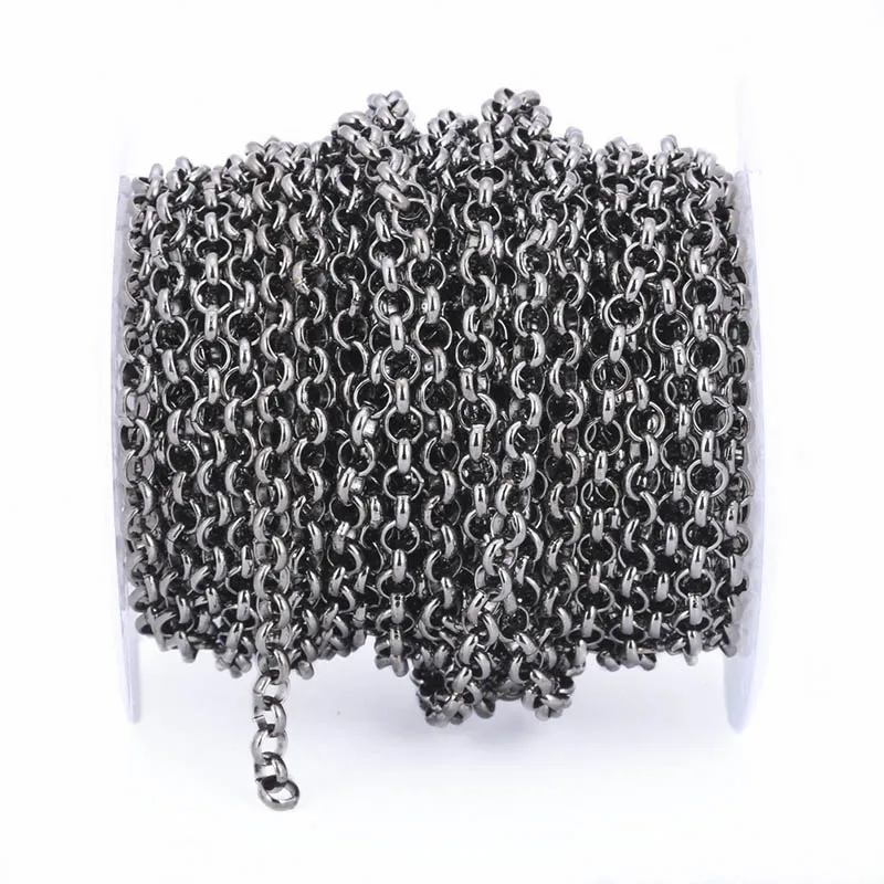 2m/lot Metal Necklace Chain 3.2/4.8/5.8mm Jewelry Bulk Chain Rhodium/KC Gold/Gunblack/Antique Bronze For Jewelry Making Findings