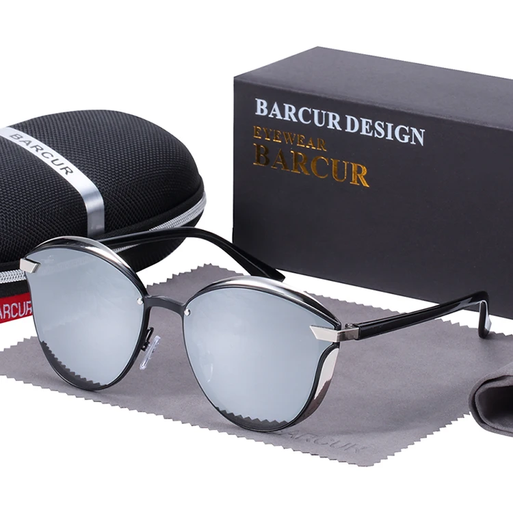 BARCUR Fashion Polarized Women Sunglasses Round Sun Glass Ladies Lunette De Soleil Femme