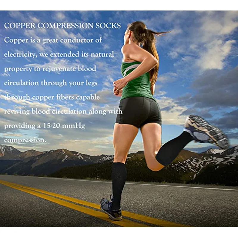 2 Pairs Compression Stockings Blood Circulation Promotion Slimming Sport Nurse Socks Anti Fatigue Comfort Knee High