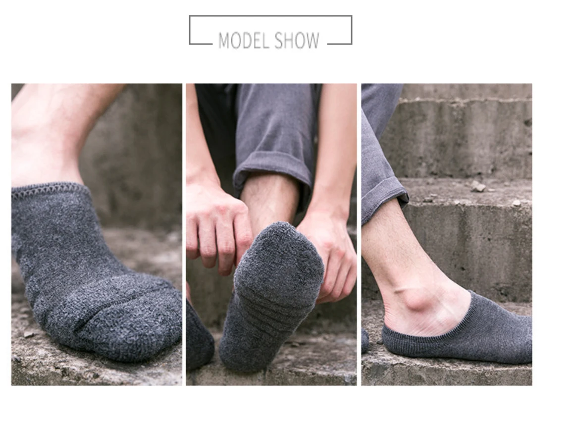 5 Pairs/Lot Men Towel Bottom Boat Socks Sport Sweat Breathes Silicone Anti-Slip Lnvisible Socks Spring Summer New Fashion