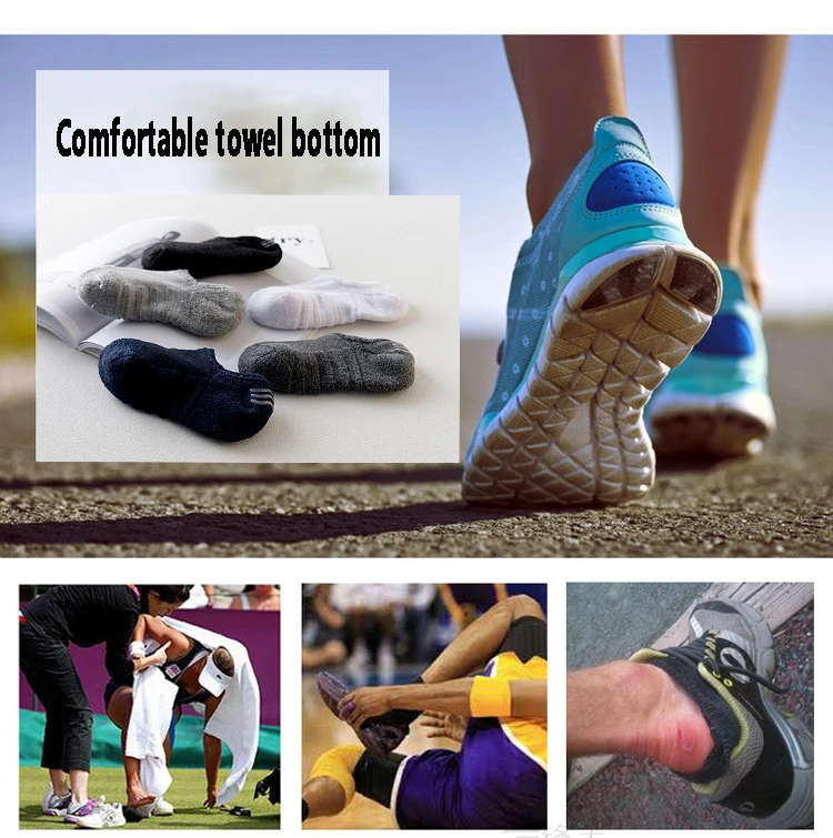 5 Pairs/Lot Men Towel Bottom Boat Socks Sport Sweat Breathes Silicone Anti-Slip Lnvisible Socks Spring Summer New Fashion