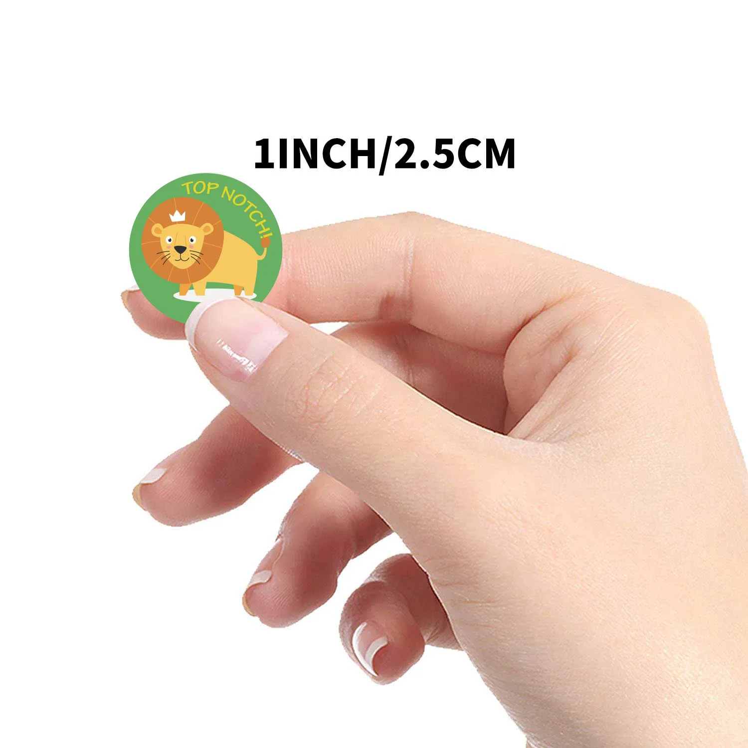50-500Pcs Round English Cartoon Animal Stickers Teacher Reward Students Stickers Self-adhesive Stationery Stickers