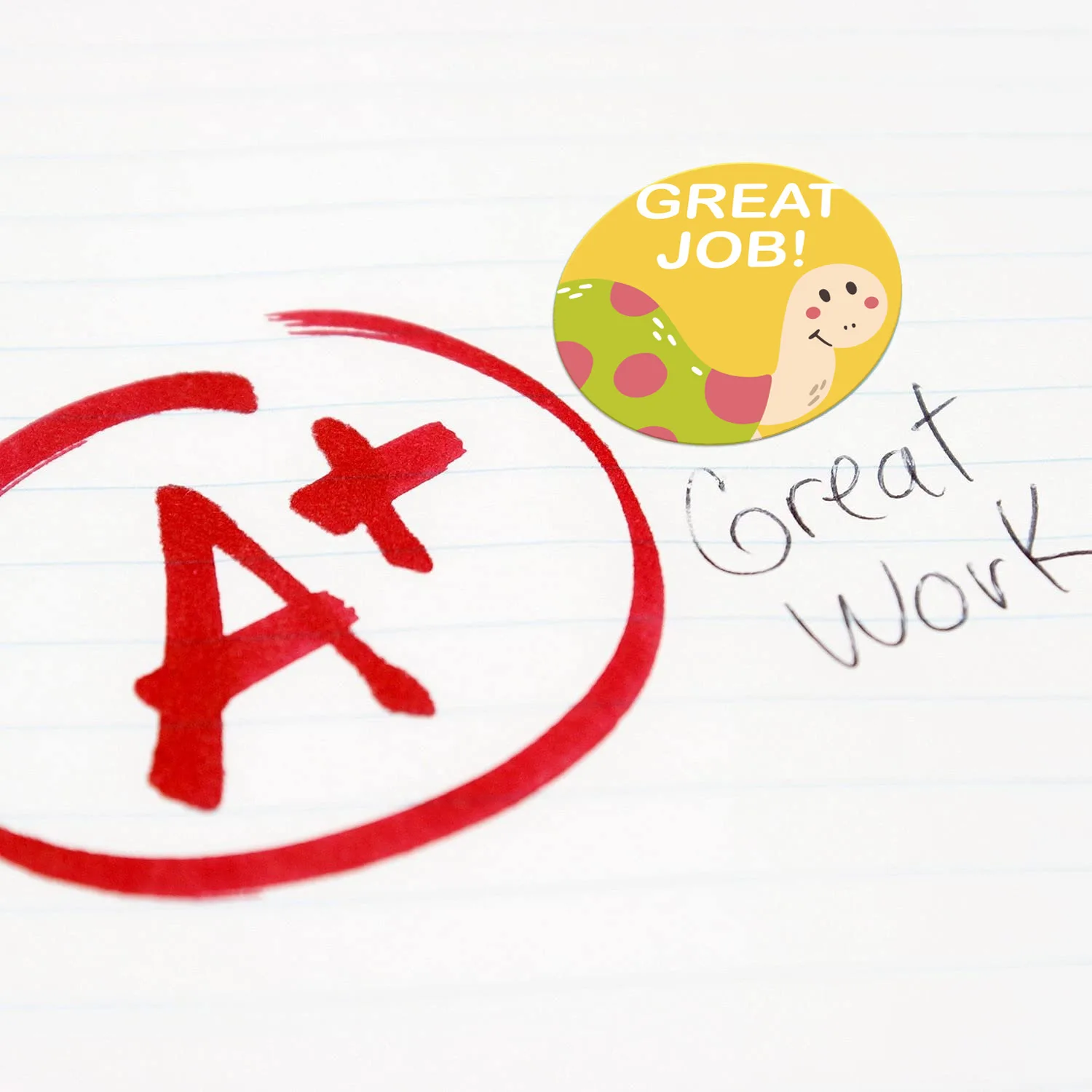 50-500Pcs Round English Cartoon Animal Stickers Teacher Reward Students Stickers Self-adhesive Stationery Stickers
