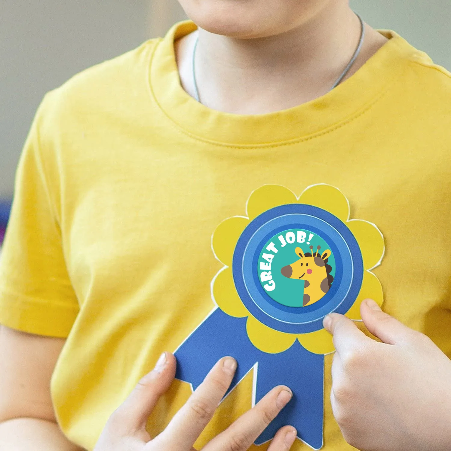 50-500Pcs Round English Cartoon Animal Stickers Teacher Reward Students Stickers Self-adhesive Stationery Stickers