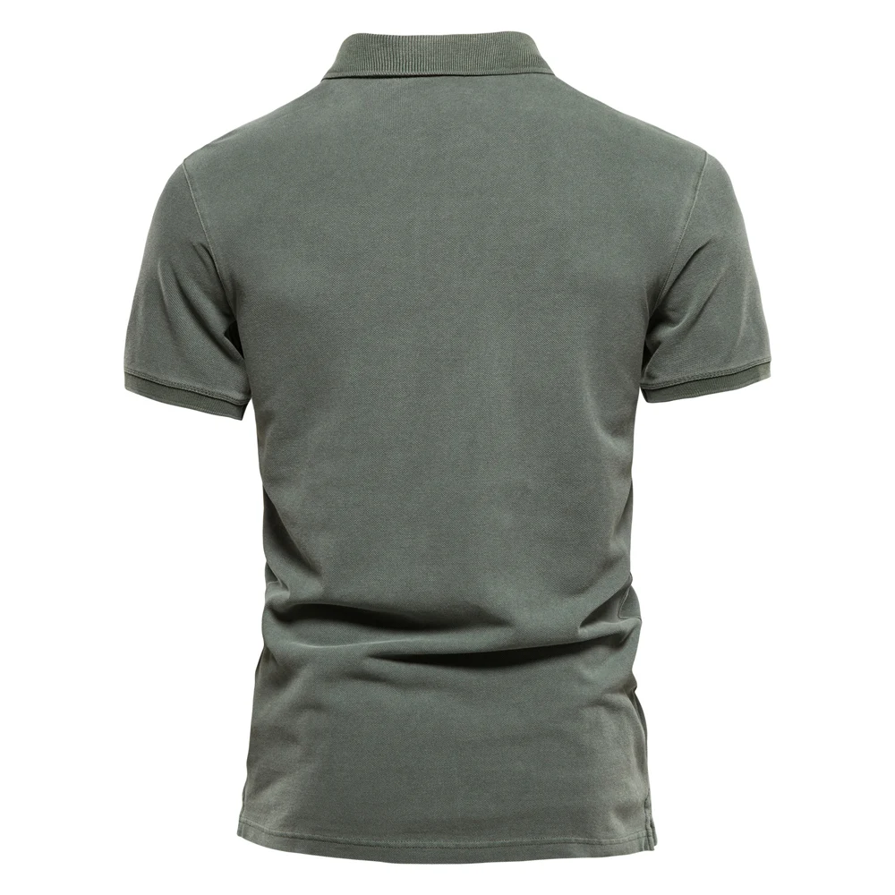 AIOPEON 100% Cotton Solid Color Men's Polo Shirts Casual Short Sleeve Turndown Men's Shirts Fashion Streetwear Polos for Men