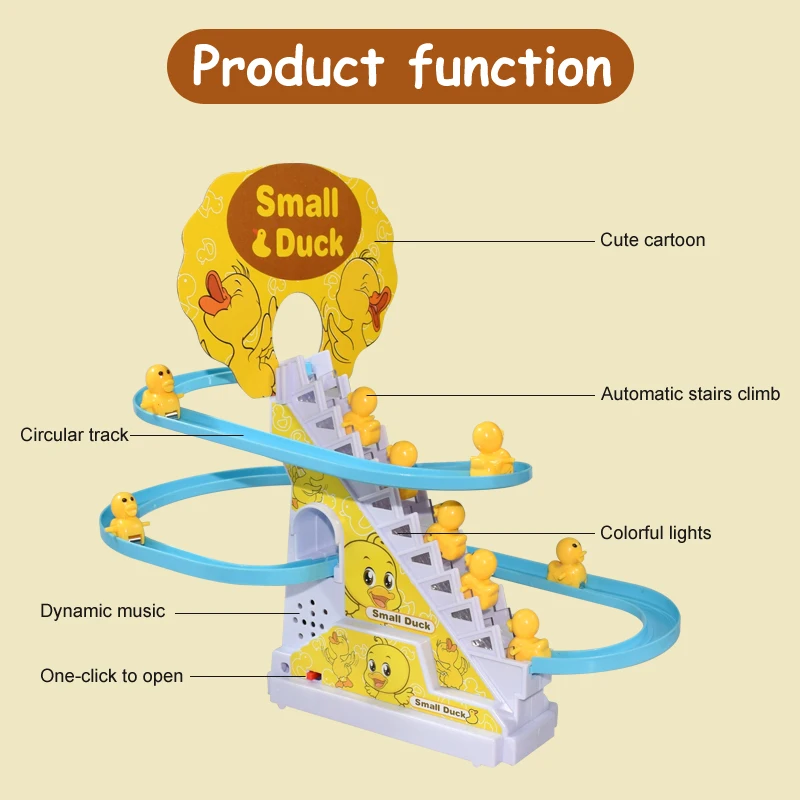 Kid Diy Small Duck Penguin Electronic Climbing Stairs Track Toy Light Musical Slide Track Coaster Toy Educational Fun Toys Gifts