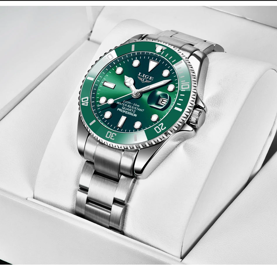 LIGE Top Brand Luxury Fashion Diver Watch Men 30ATM Waterproof Date Clock Sport Watches Mens Quartz Wristwatch Relogio Masculino