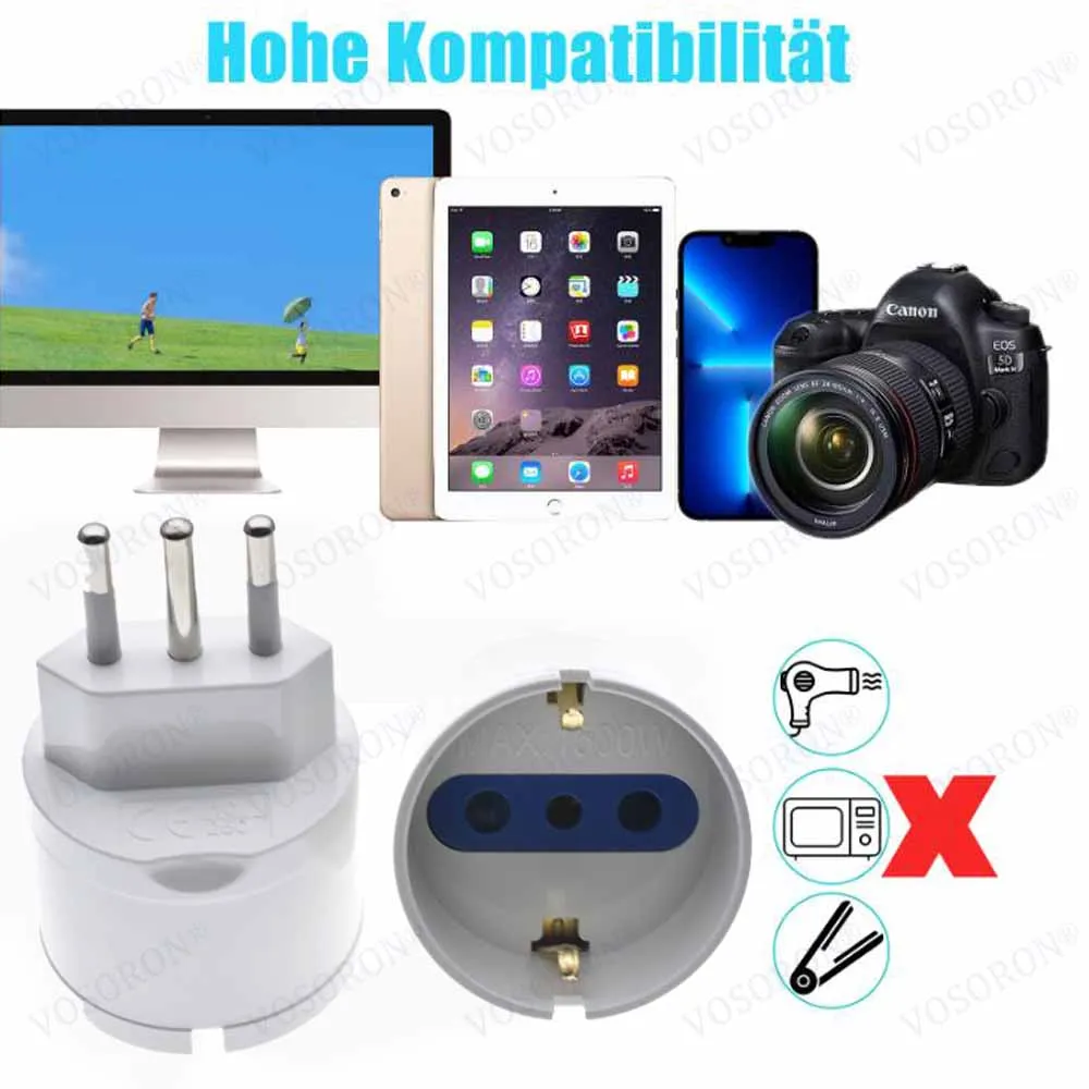 European Euro Eu Plug To Italy Standard Power Plug Adapter Socket 10A/16A Travel Converter AC 110~250V