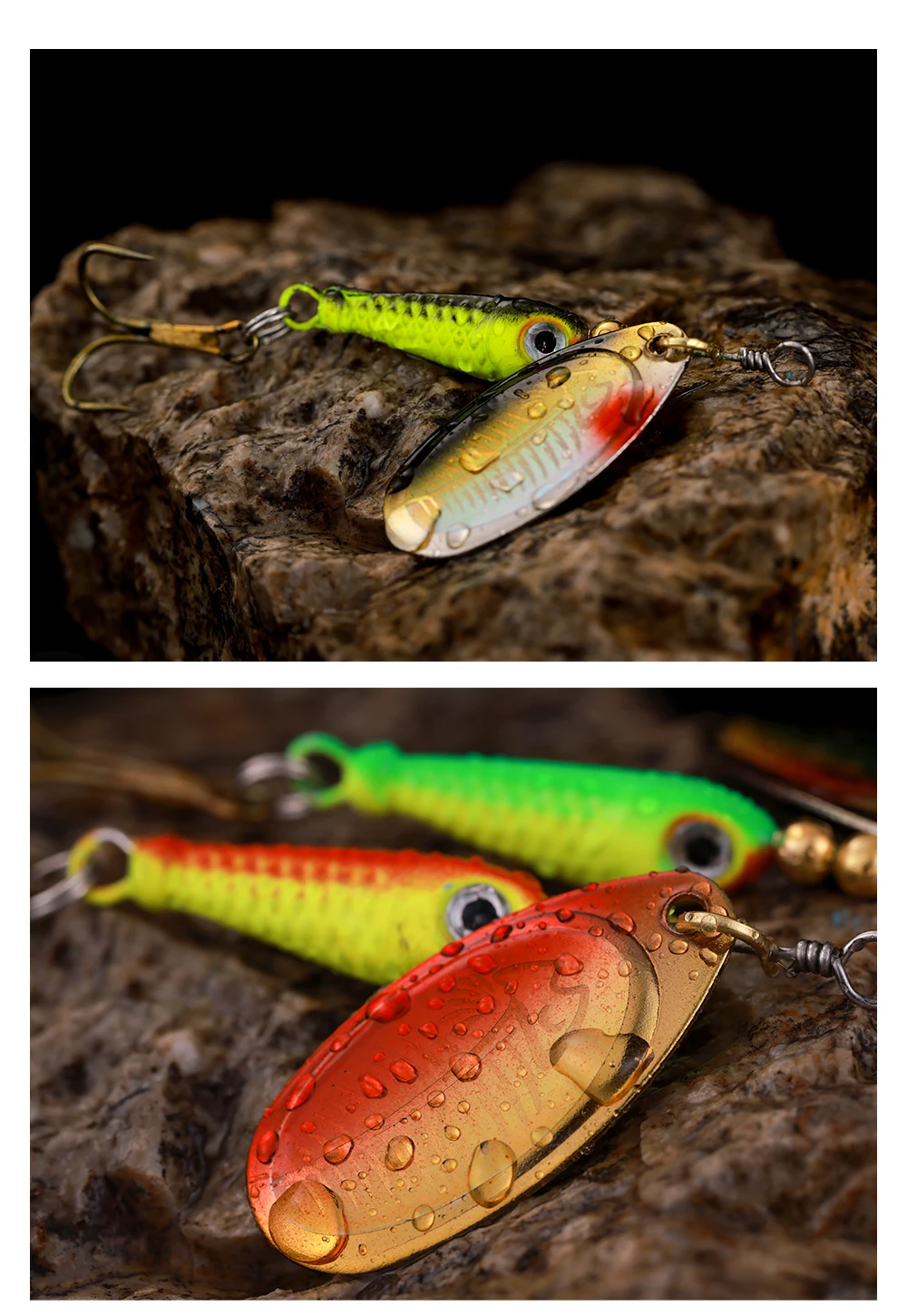 LUSHAZER Fishing Spinner Bait 9g Spoon Lure Metal Baits Treble Hook Isca Artificial Fish Wobbler Feeder Carp Spinnerbait