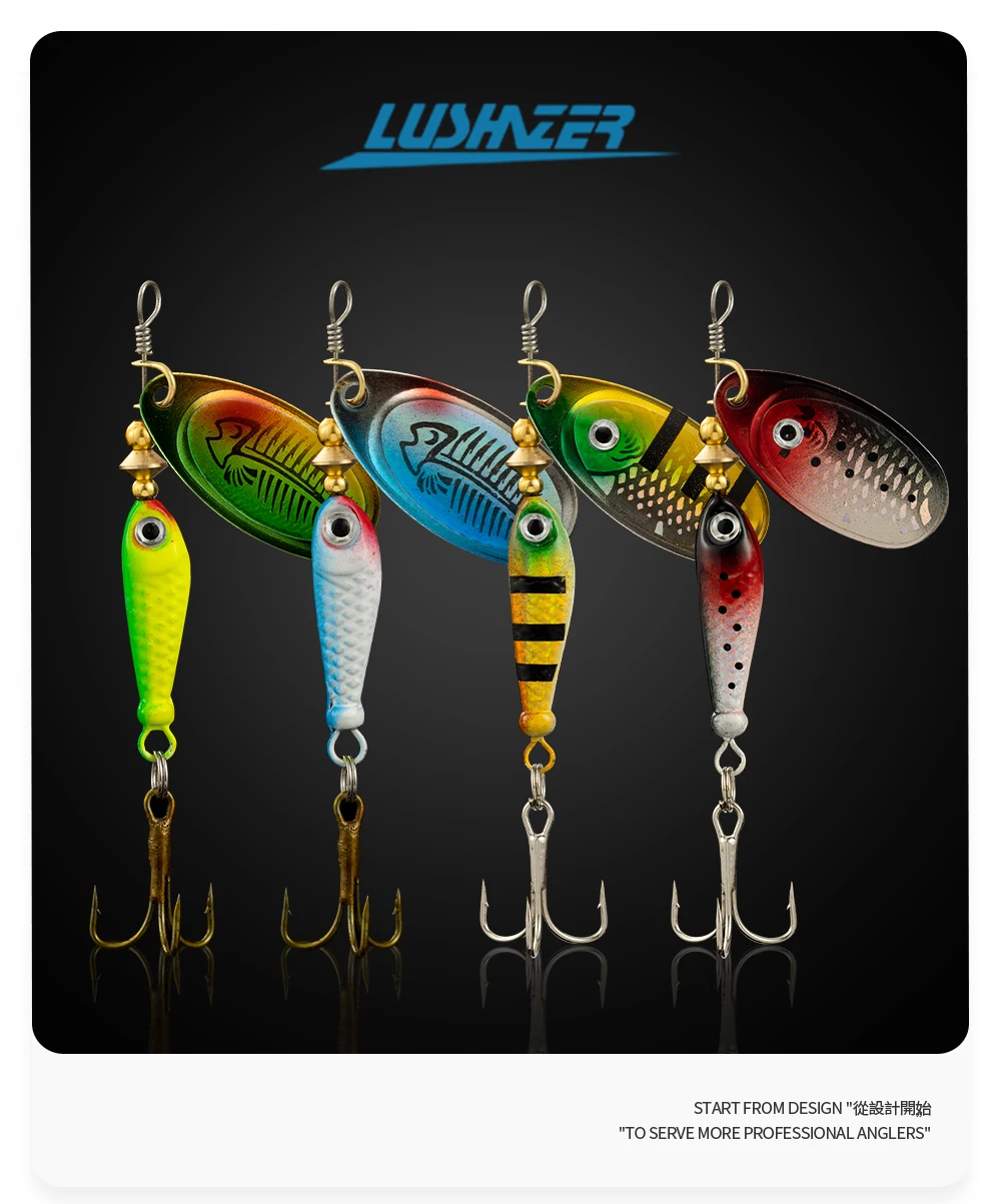 LUSHAZER Fishing Spinner Bait 9g Spoon Lure Metal Baits Treble Hook Isca Artificial Fish Wobbler Feeder Carp Spinnerbait