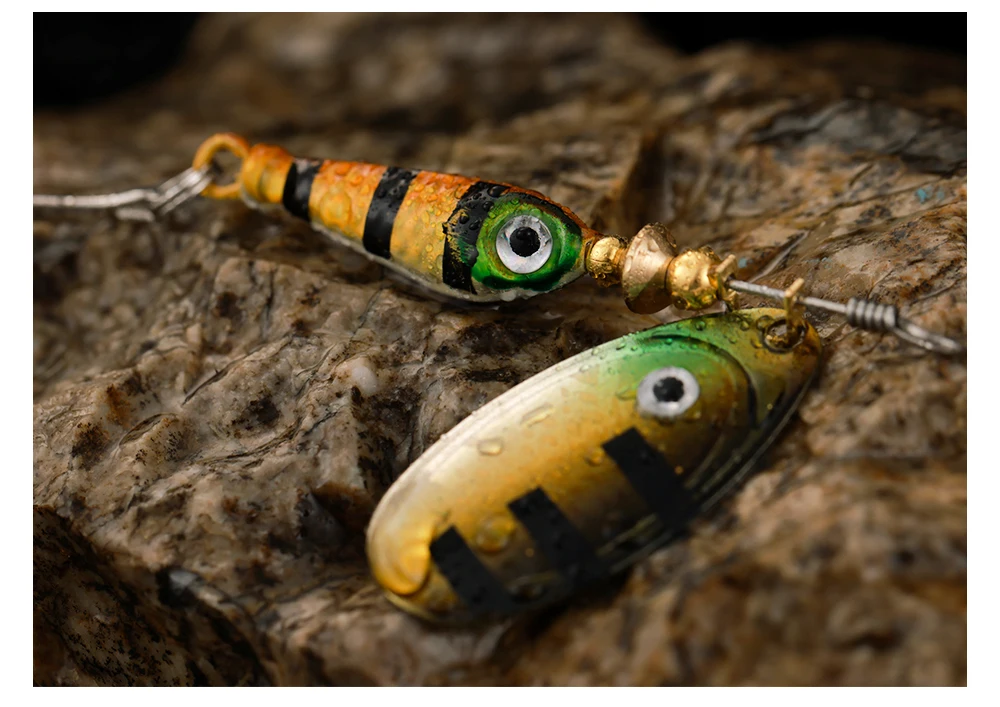 LUSHAZER Fishing Spinner Bait 9g Spoon Lure Metal Baits Treble Hook Isca Artificial Fish Wobbler Feeder Carp Spinnerbait