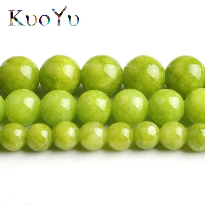 Natural Stone Beads Lemon Green Jades Round Loose Spacer Beads For Jewelry Making DIY Bracelets Necklace 15''Strand 6/8/10mm