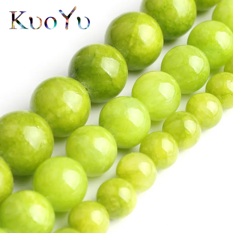 Natural Stone Beads Lemon Green Jades Round Loose Spacer Beads For Jewelry Making DIY Bracelets Necklace 15''Strand 6/8/10mm