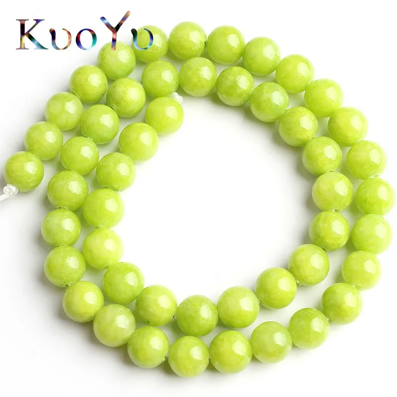 Natural Stone Beads Lemon Green Jades Round Loose Spacer Beads For Jewelry Making DIY Bracelets Necklace 15''Strand 6/8/10mm