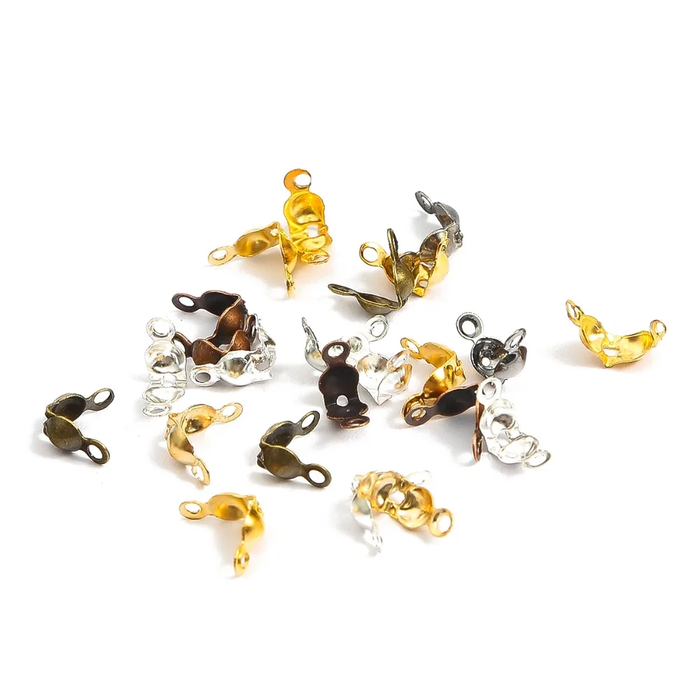 100pcs/lot Connector Clasp Fitting 4x7mm Ball Chain Calotte End Crimps Beads Connector Components For DIY Jewelry Making Supplie