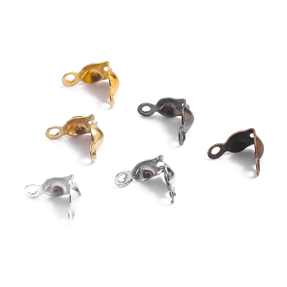100pcs/lot Connector Clasp Fitting 4x7mm Ball Chain Calotte End Crimps Beads Connector Components For DIY Jewelry Making Supplie