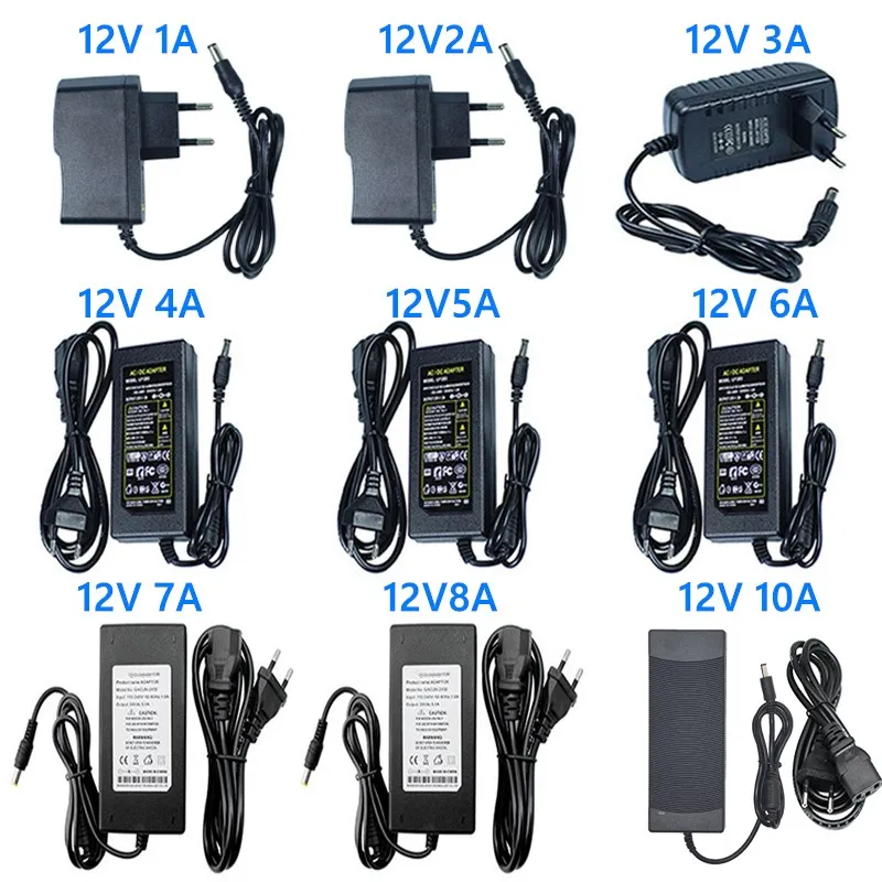 AC DC 220V to 12V Switching Power Supply Adapter AC to DC 12V 1A 2A 3A 4A 5A 6A 8A 10A Transformer Led 12 V Power Supply SMPS