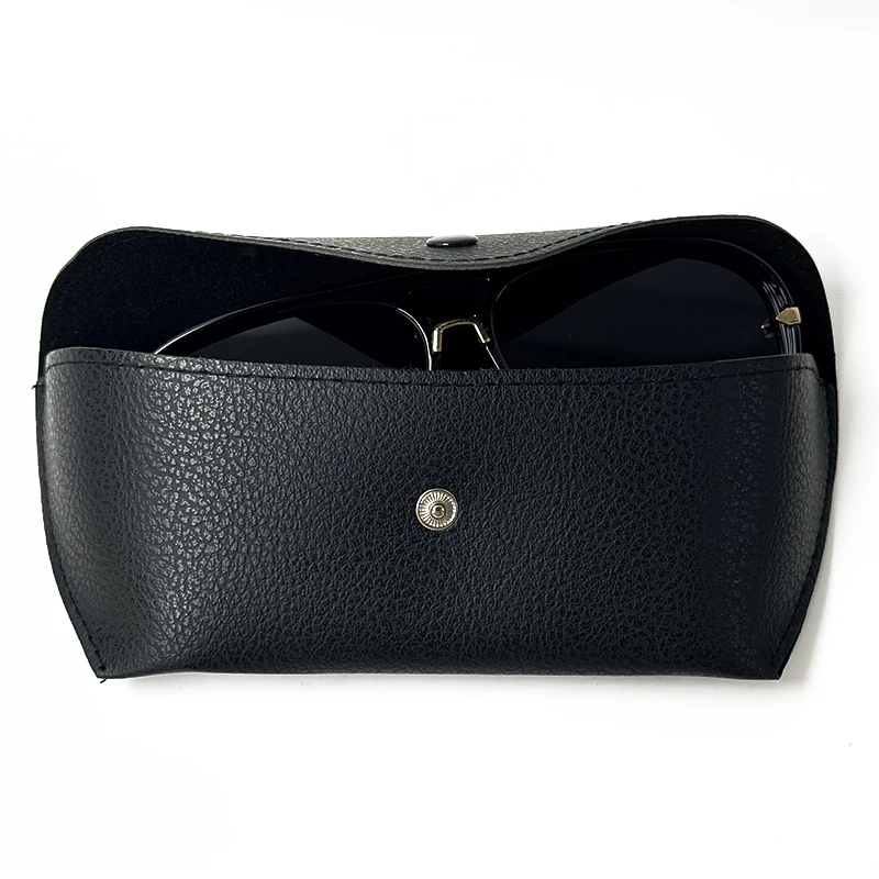 Luxury EVA Zipper Sunglasses Case High Quality Black PU Leather Protective Glasses Box