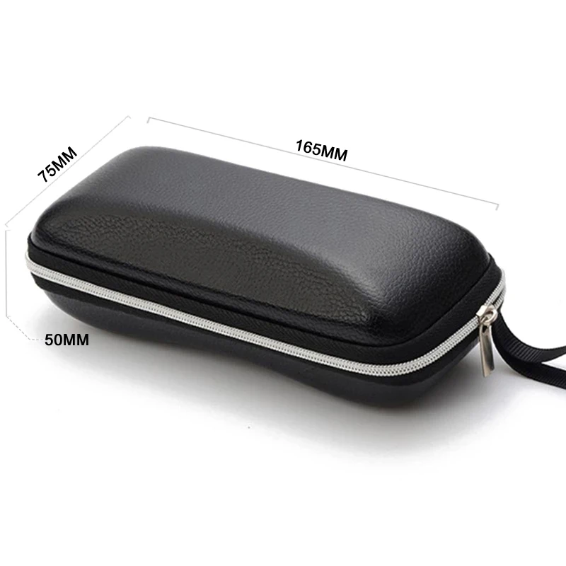 Luxury EVA Zipper Sunglasses Case High Quality Black PU Leather Protective Glasses Box
