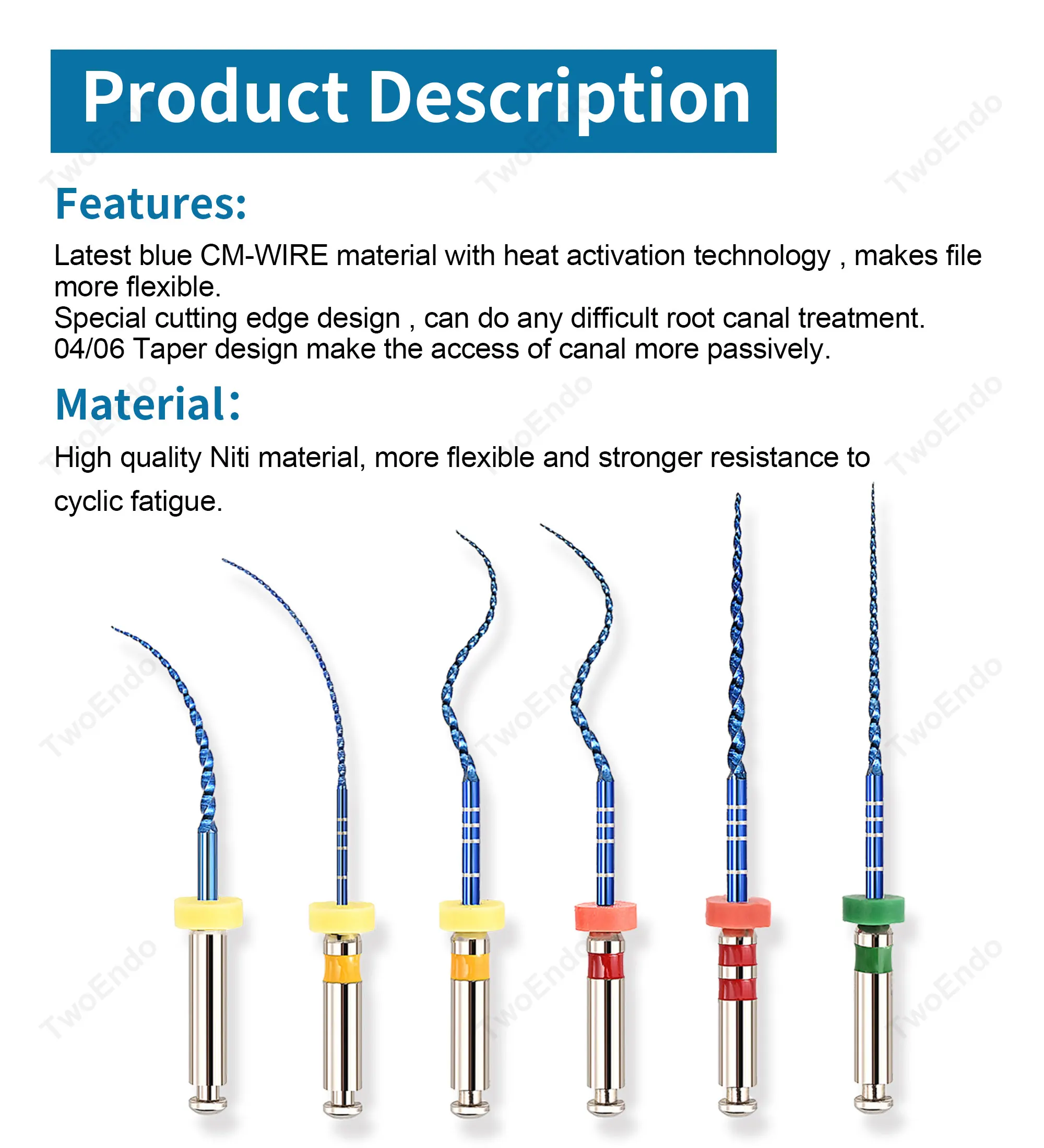 Dental Root Canal File Endo Rotary Files Endodontic Files 25mm Nickel Titainium Instrument Dentistry