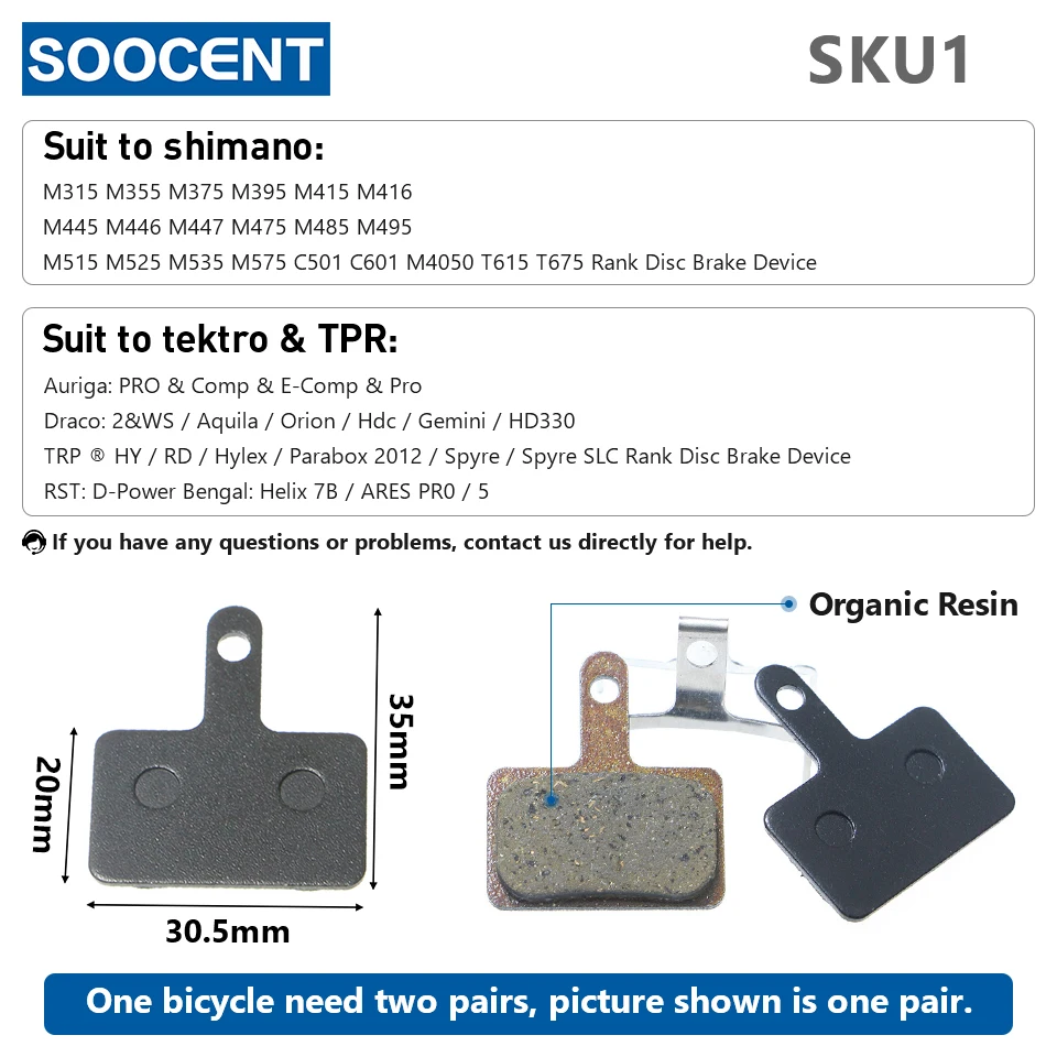1 Pair/2pcs MTB Bike Hydraulic Brake Pads for Shimano XT M445 355 395 Magura Bicycle Parts Cycling Organic Resin Disc Brake Pads