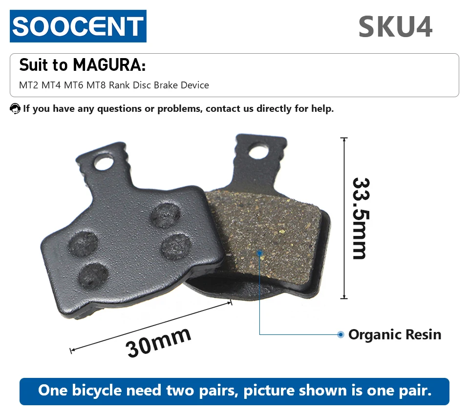 1 Pair/2pcs MTB Bike Hydraulic Brake Pads for Shimano XT M445 355 395 Magura Bicycle Parts Cycling Organic Resin Disc Brake Pads