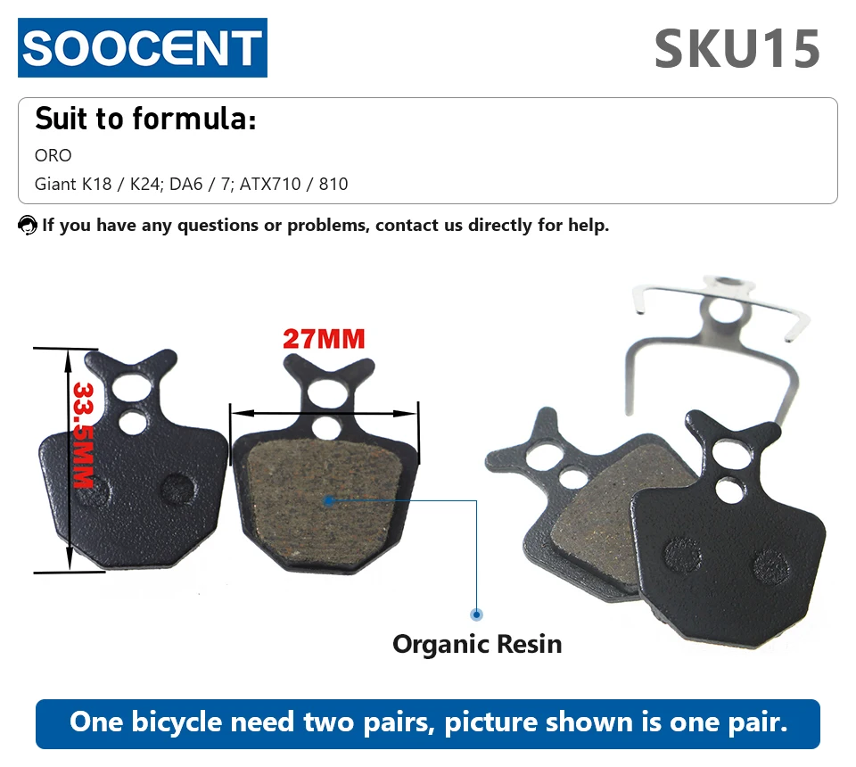 1 Pair/2pcs MTB Bike Hydraulic Brake Pads for Shimano XT M445 355 395 Magura Bicycle Parts Cycling Organic Resin Disc Brake Pads