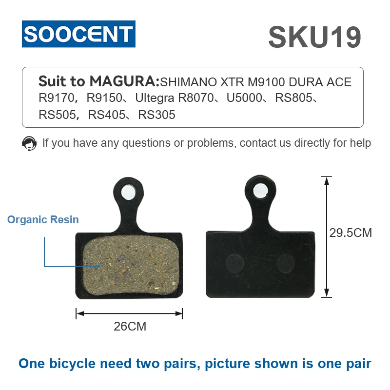1 Pair/2pcs MTB Bike Hydraulic Brake Pads for Shimano XT M445 355 395 Magura Bicycle Parts Cycling Organic Resin Disc Brake Pads