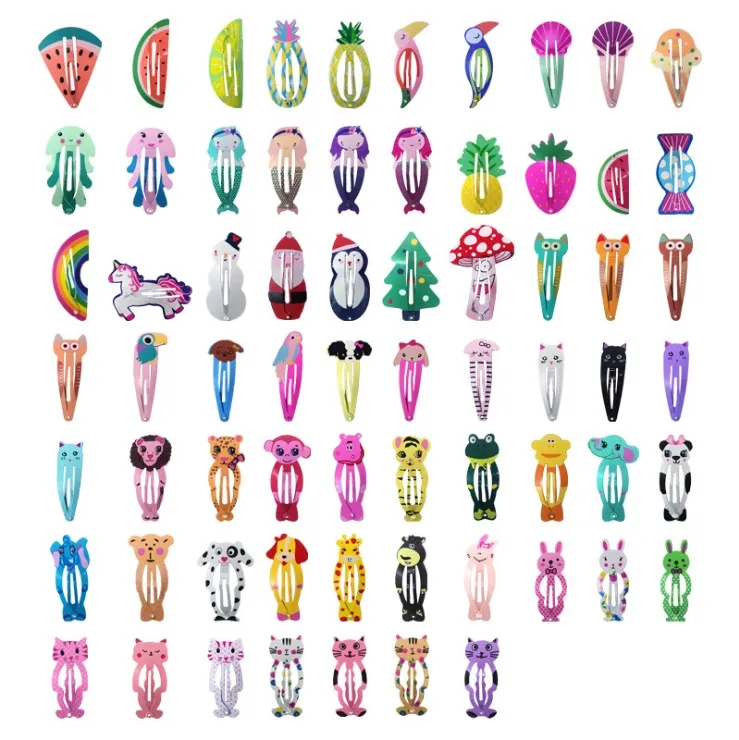 30Pcs/Lot Korean Style Women Hair Accessories Cartoon Hair Clip Flower Hairclip Cute Headdress Print Alloy Hairpins for Girls
